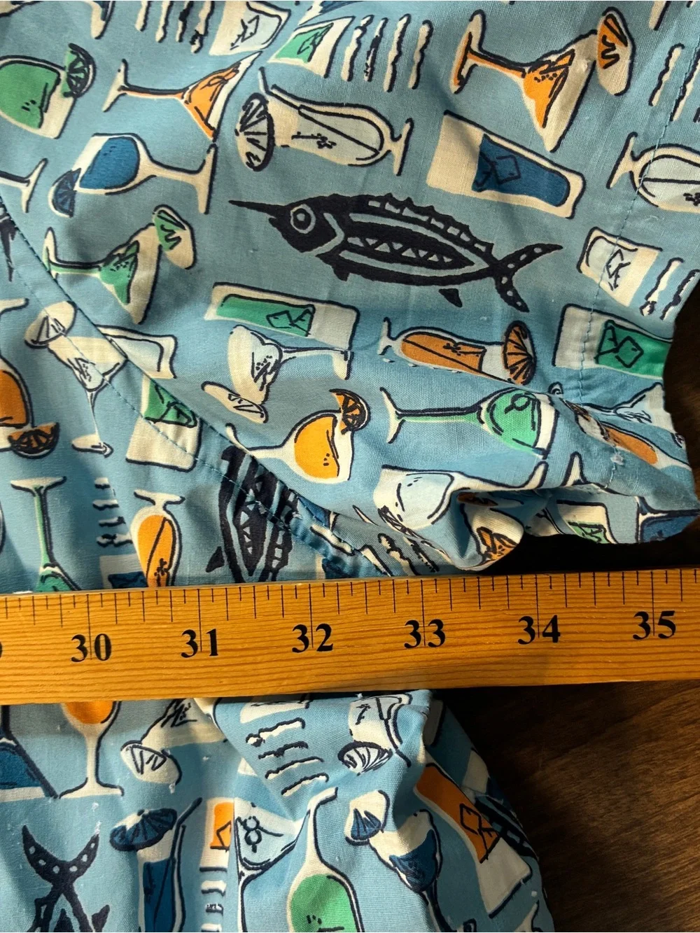 Men's Light Blue Cocktail Print Casual Button-Down Shirt